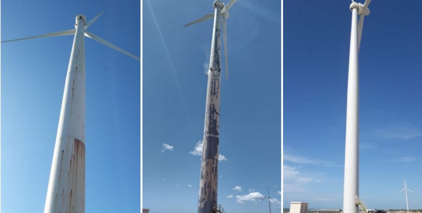 Tchau, maresia: mais durabilidade na pintura dos Aerogeradores de Morgado