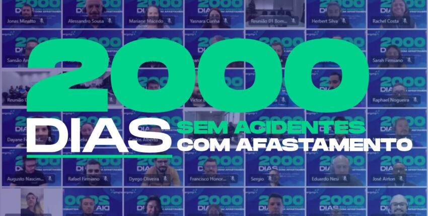 2.000 dias sem acidentes com afastamento